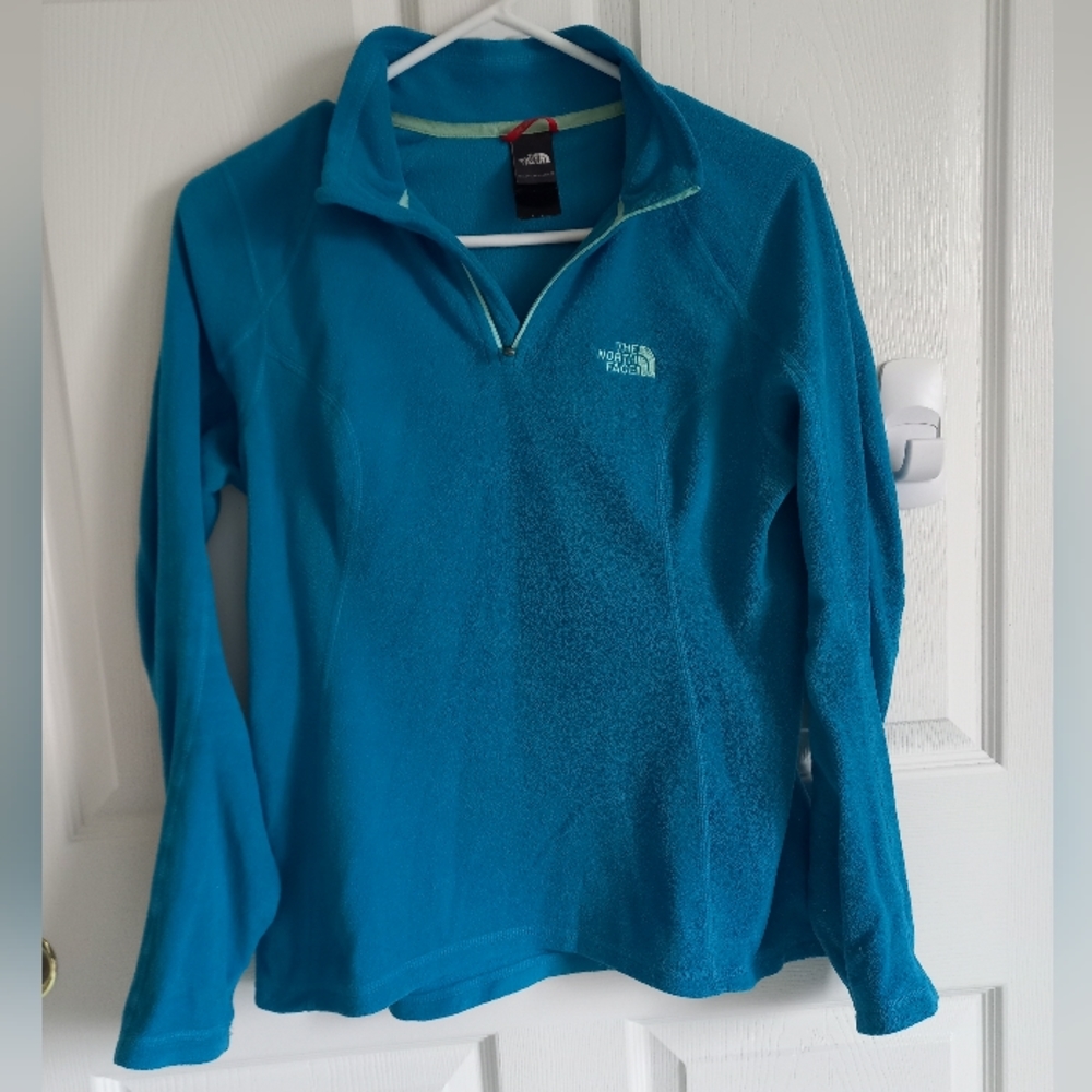 Women's northface fleece teal Pullover sweater jacket size small 1/4 zip S - Picture 1 of 12